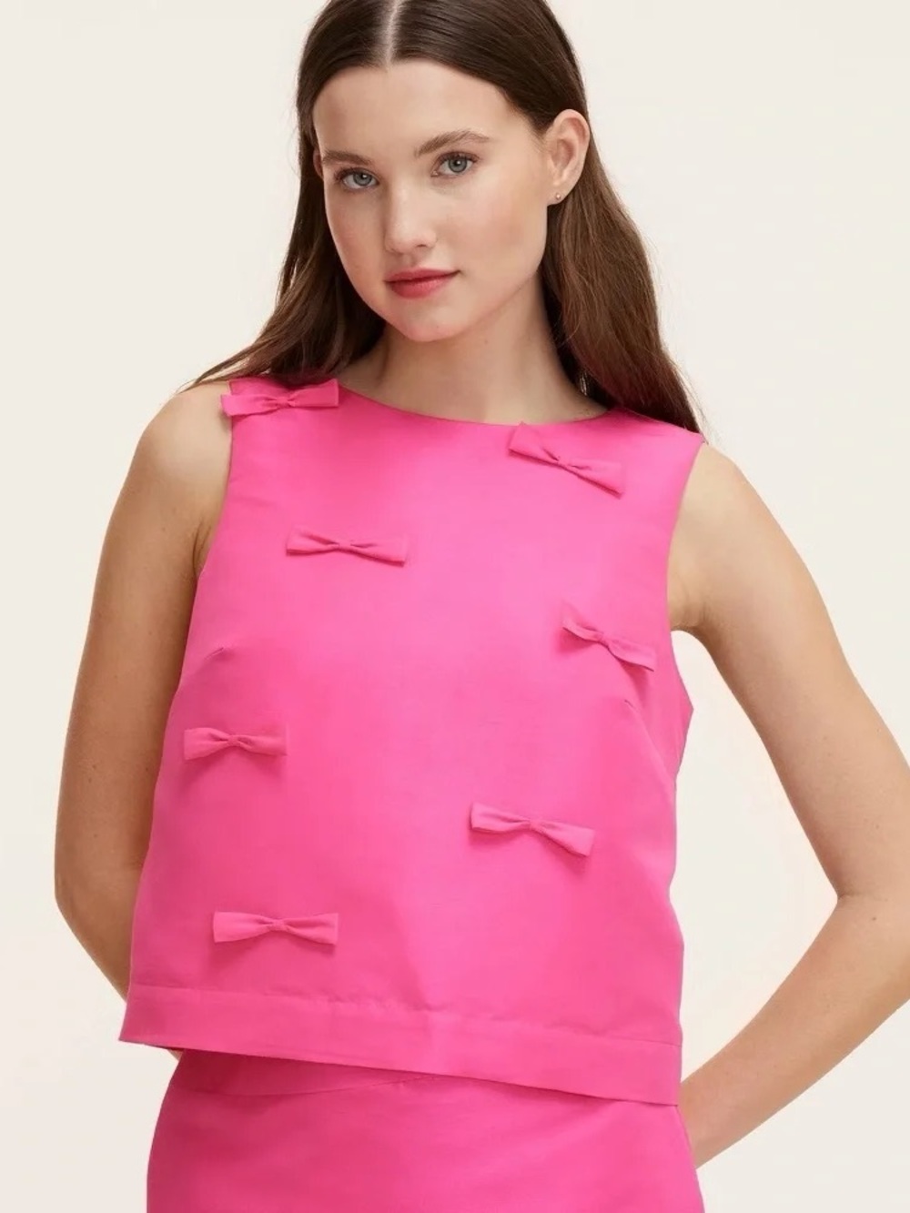 kate spade Bright Pink Bow-Accent Sleeveless Top